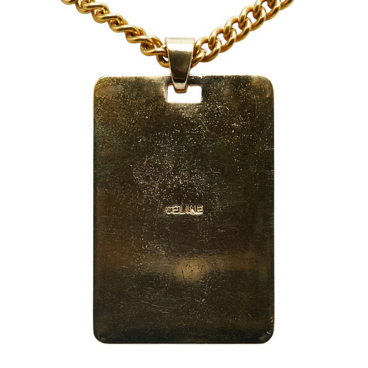 Carriage Plate Pendant Necklace Gold Plated