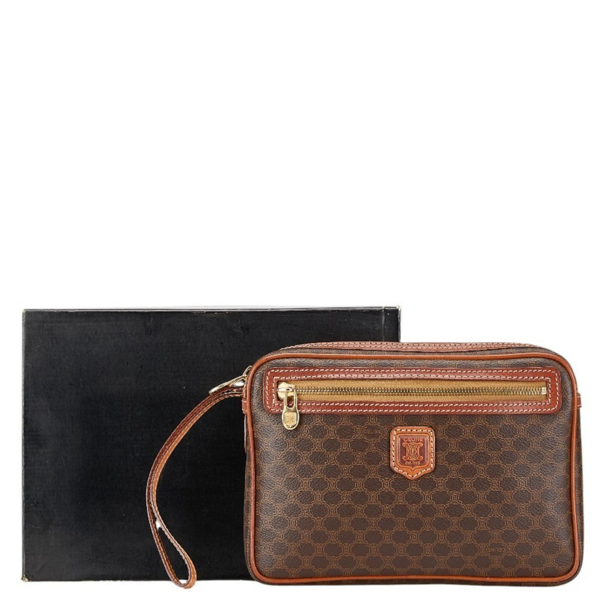 Vintage Saddle Flap Shoulder Bag Macadam Coated Canvas Small