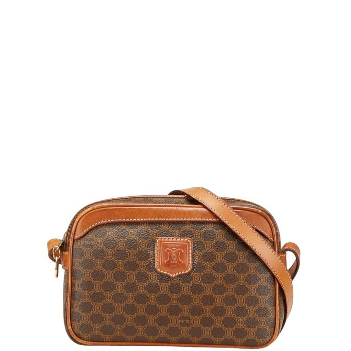 Vintage Saddle Flap Shoulder Bag Macadam Coated Canvas Small