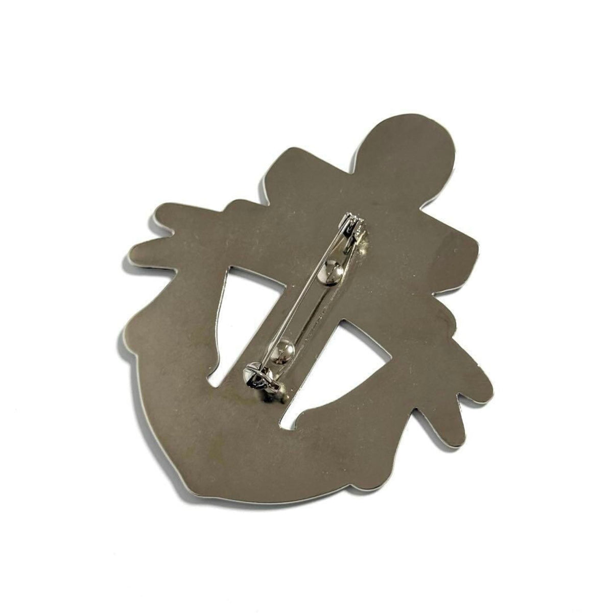 Anchor Badge Brooch Metal Blue and Silver