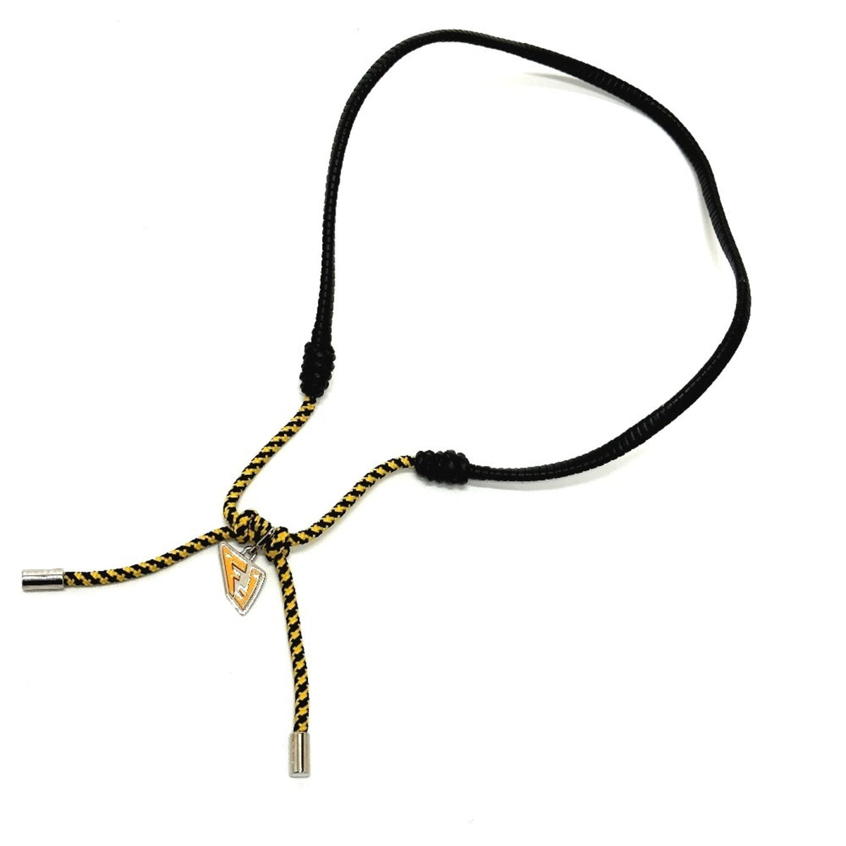 Choker Necklace Leather Black Orange Yellow