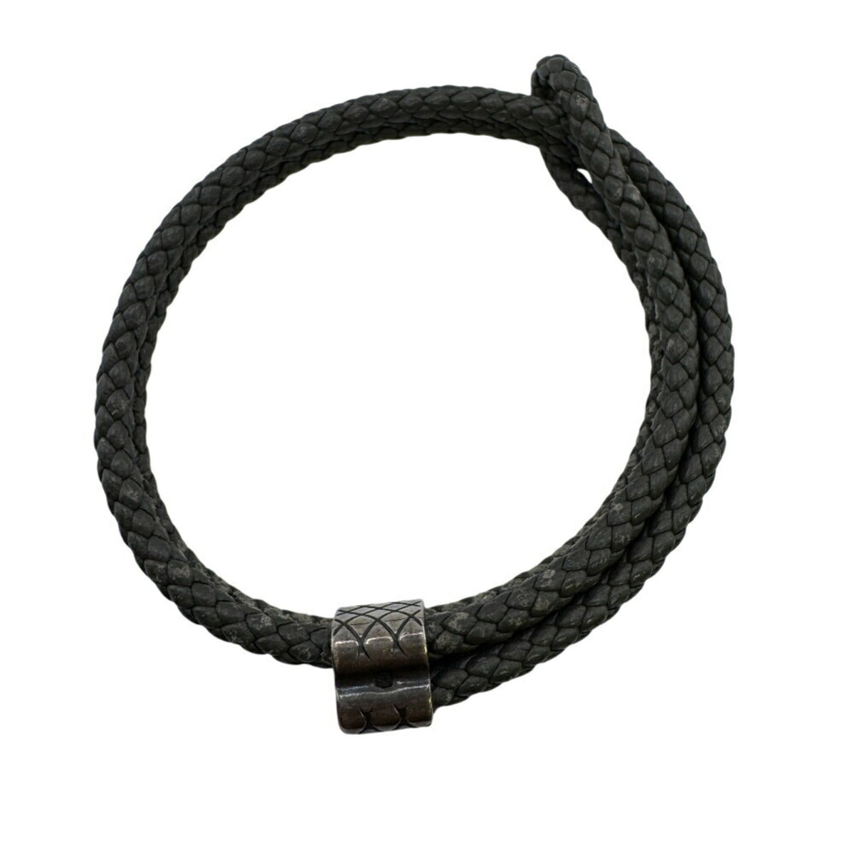 Intrecciato Bangle Leather Gray Bracelet
