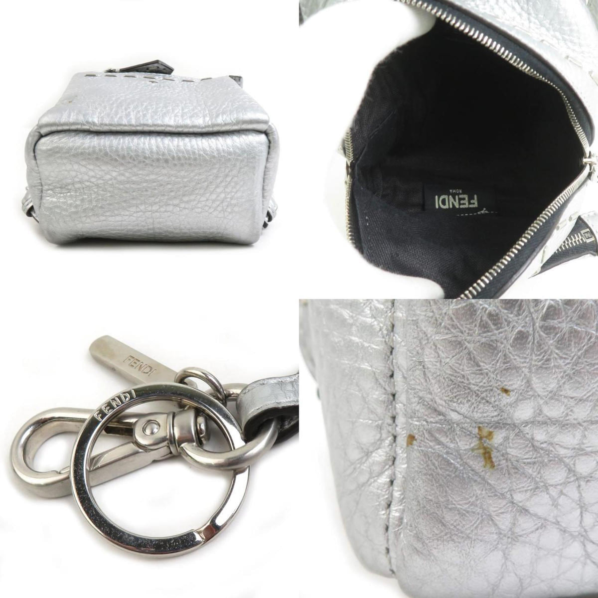 Charm Leather and Metal Silver Handbag Charm