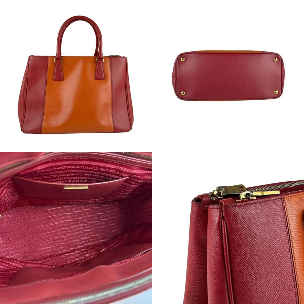 Bicolor Double Zip Lux Tote Saffiano Leather Medium
