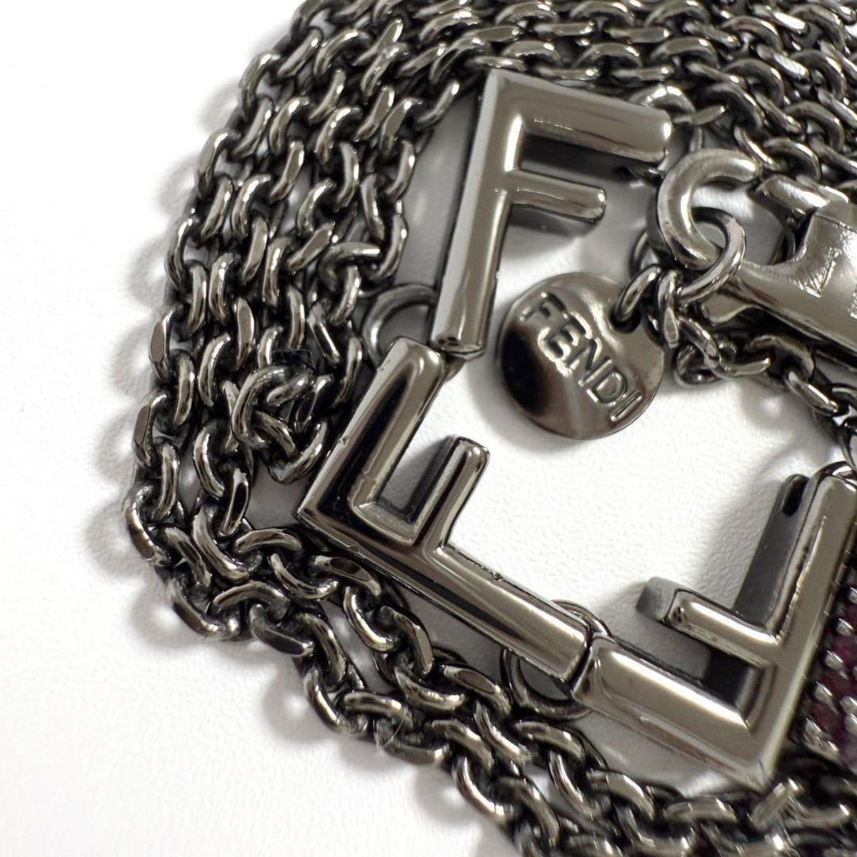 Five Pendant Necklace Metal and Rhinestone