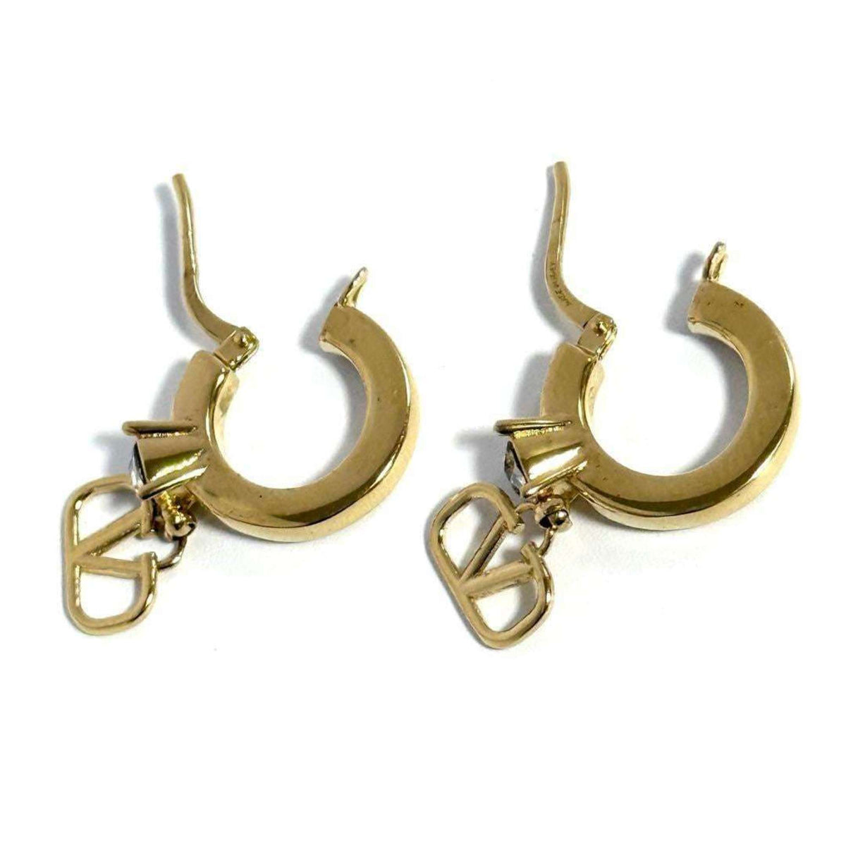 Logo Earrings Metal and Rhinestone