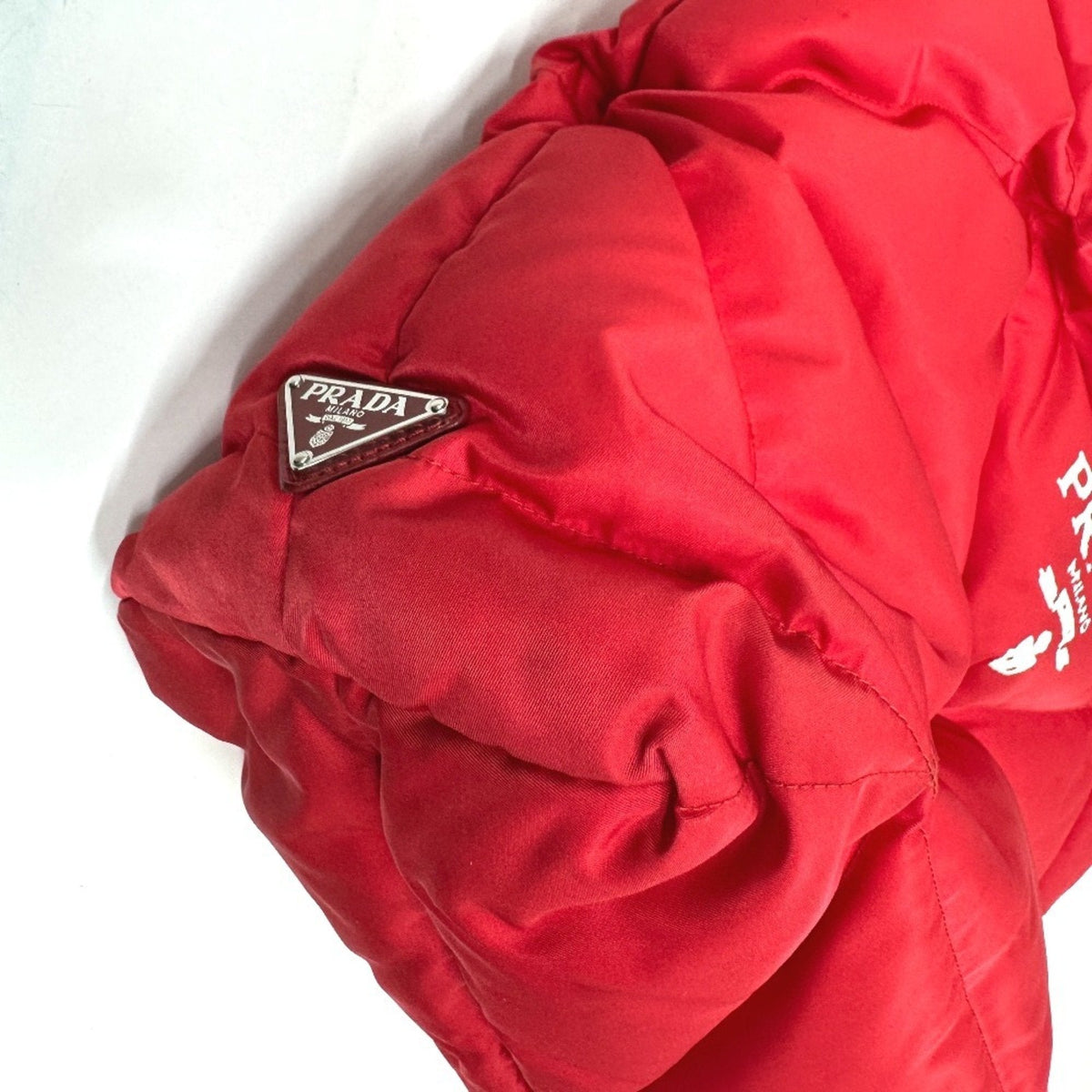 Padded Tote Bag Quilted Re-Nylon with Leather Medium