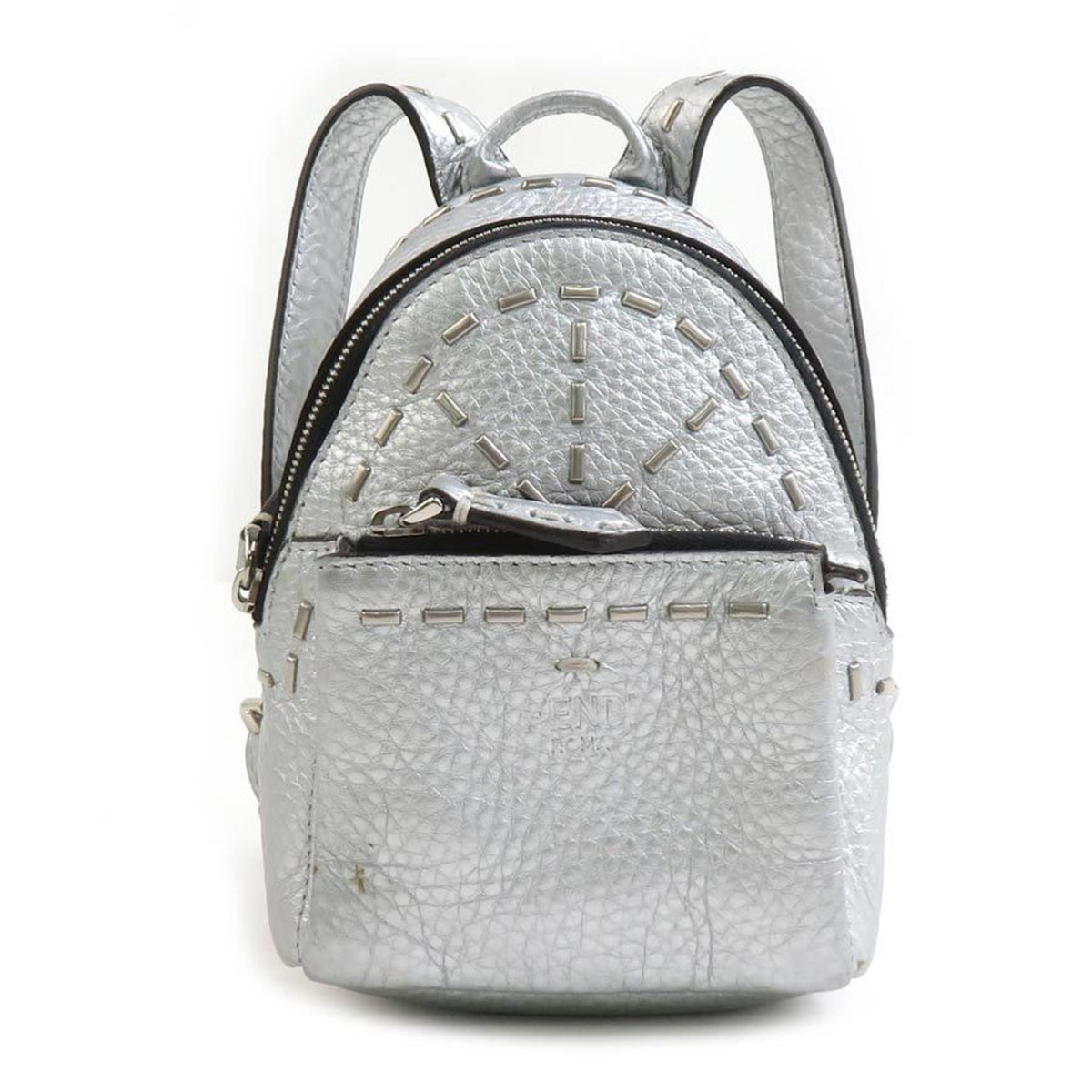 Charm Leather and Metal Silver Handbag Charm