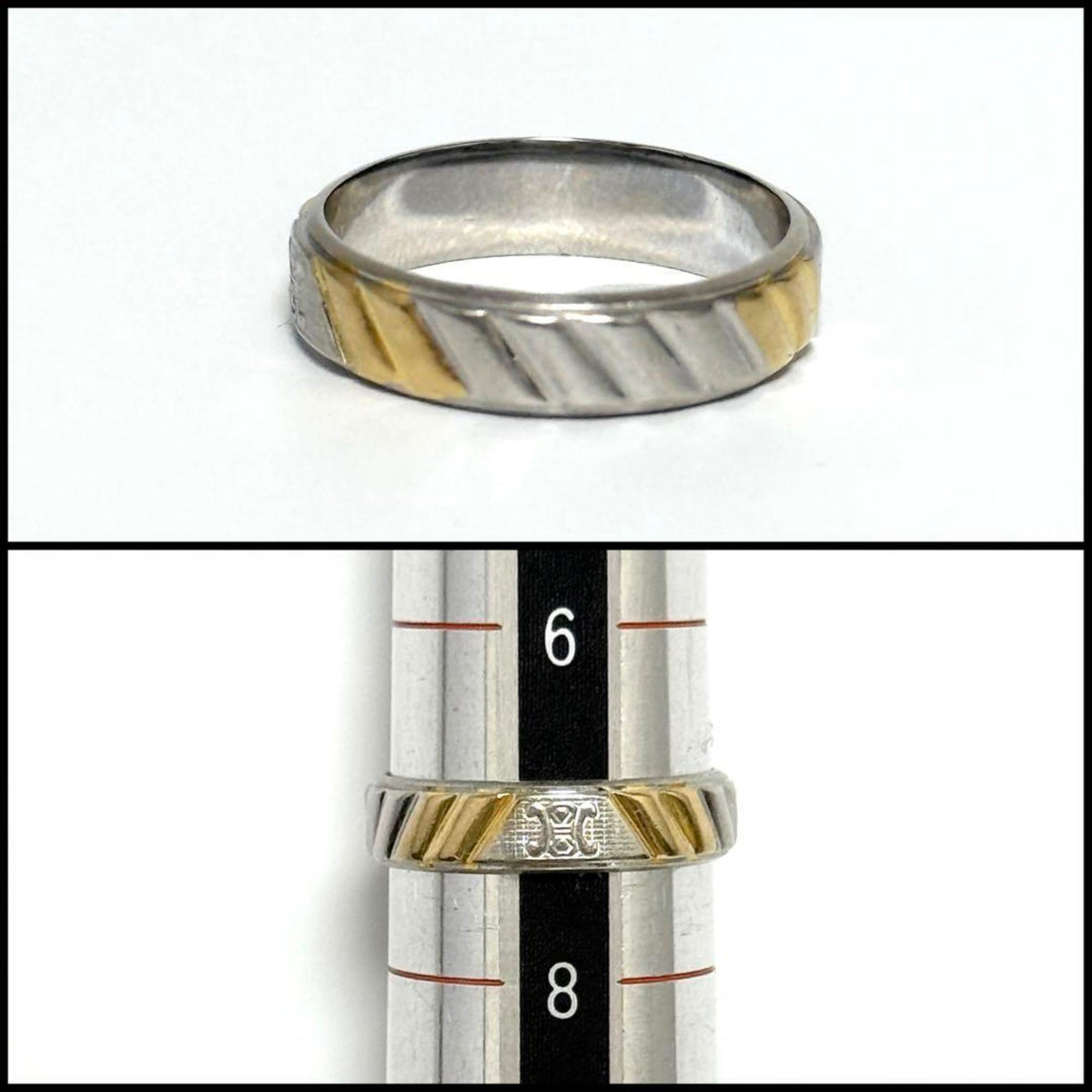 Triomphe Band Ring Platinum and 18K Yellow Gold