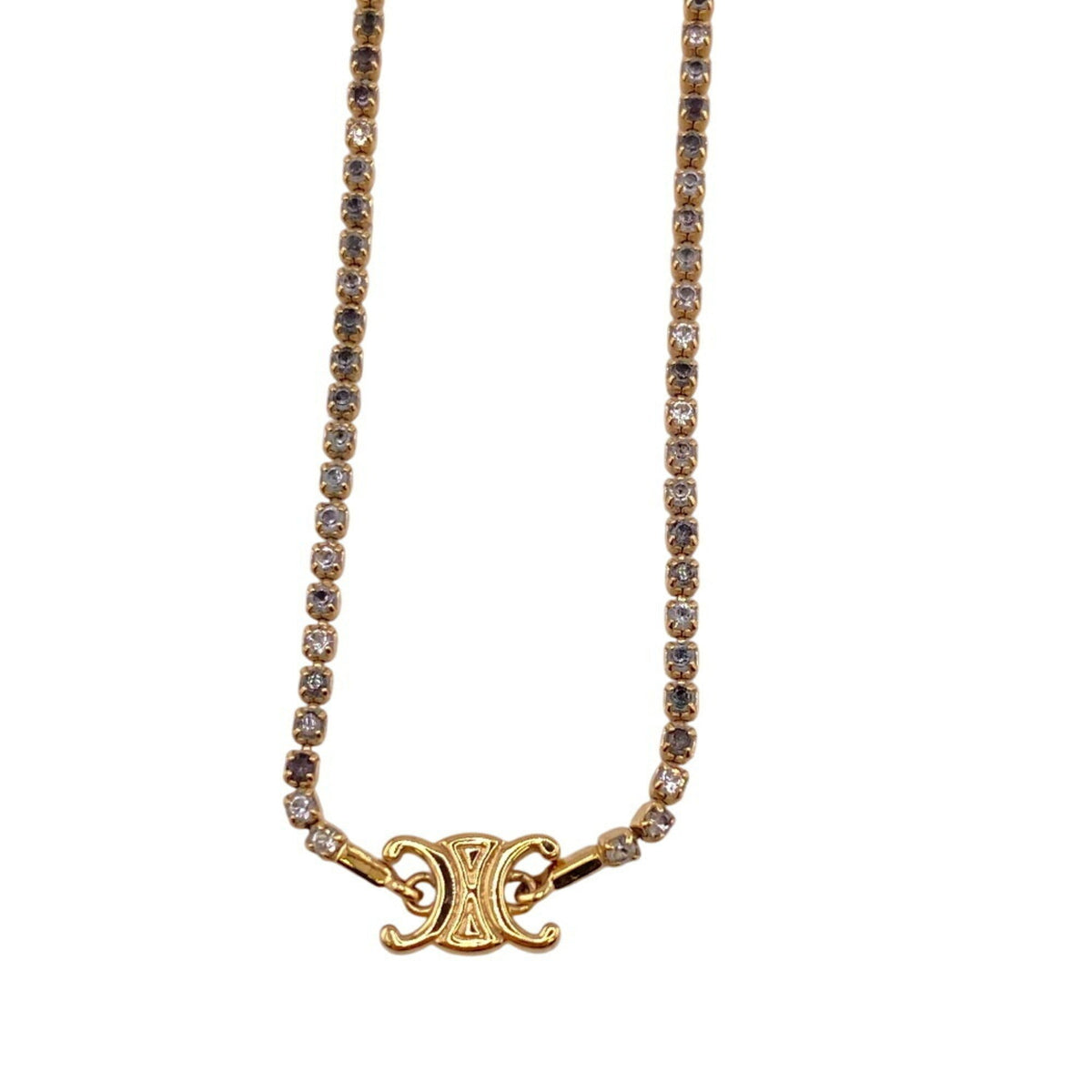 Sparkle Triomphe Pendant Necklace Metal and Rhinestone Gold