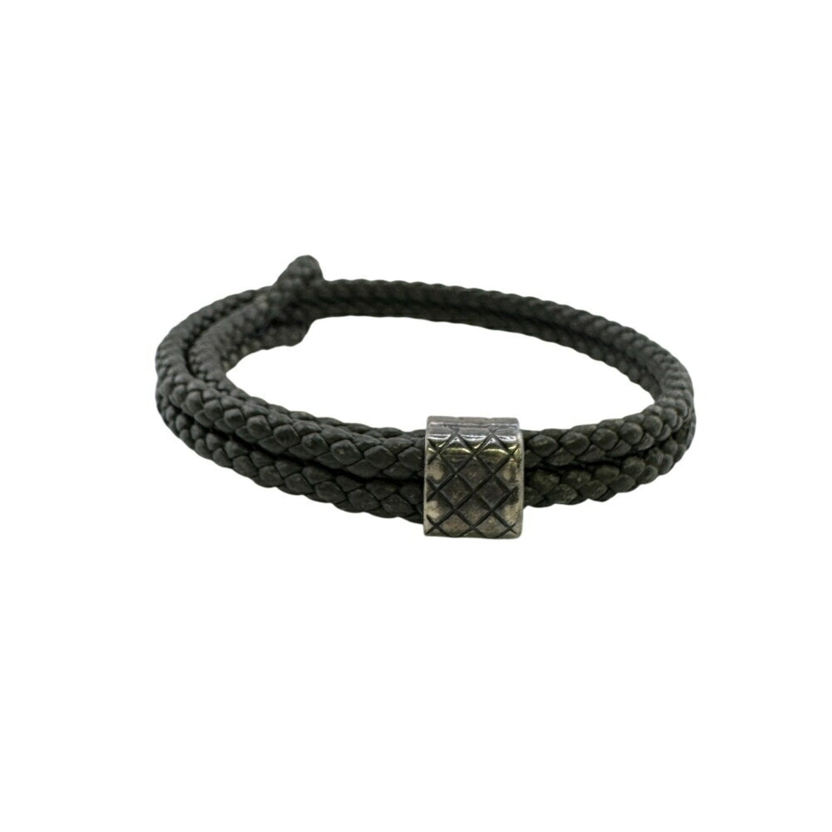 Intrecciato Bangle Leather Gray Bracelet