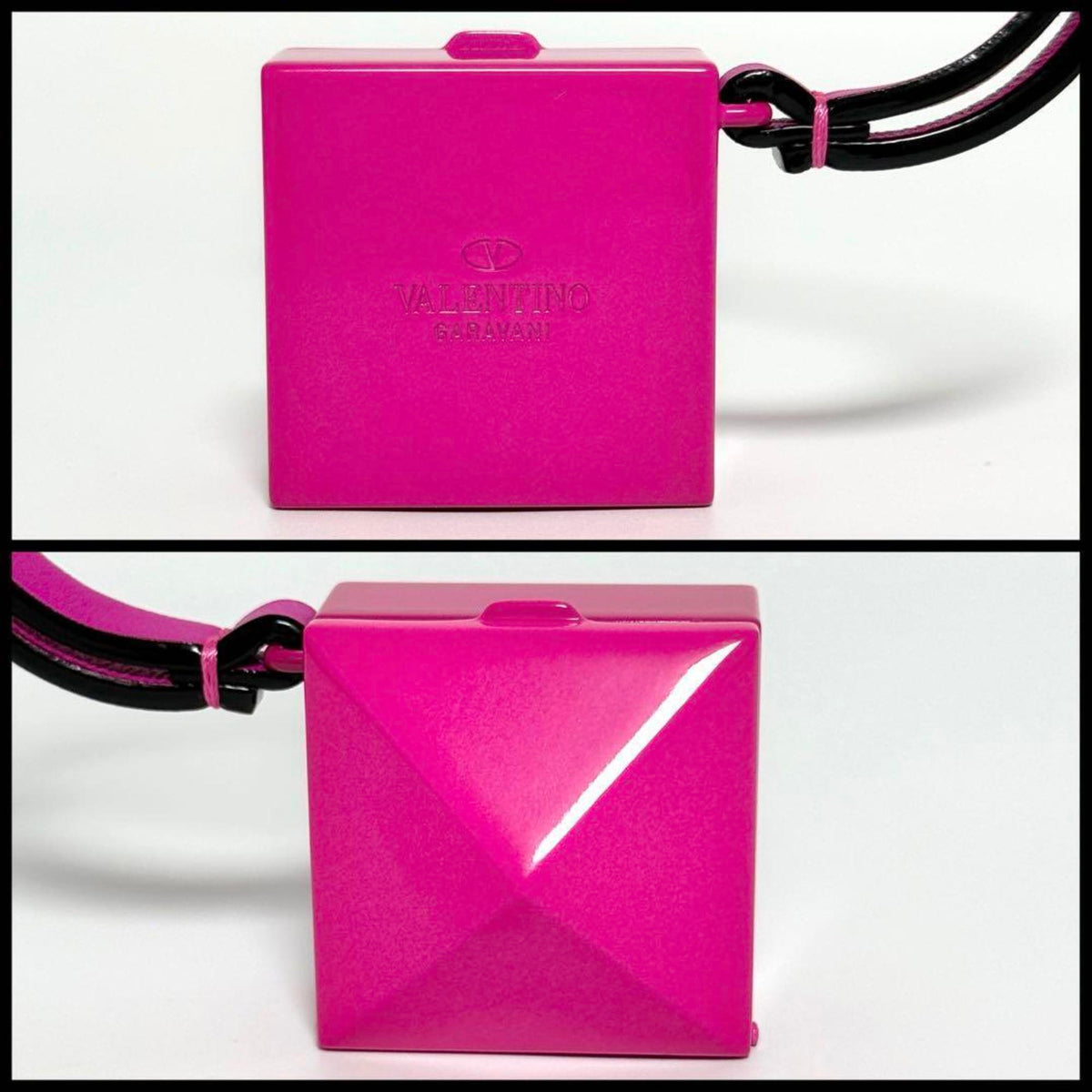 Charm Leather and Metal Rock Studs Mirror Handbag Charm