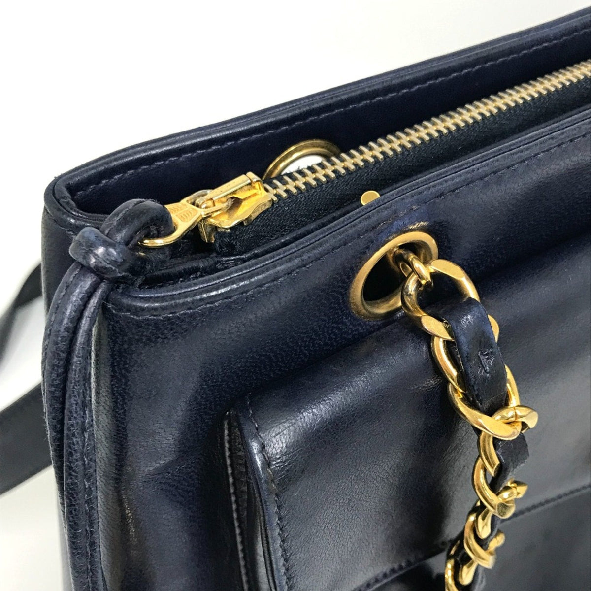 Vintage Front Pocket Tote Caviar Small