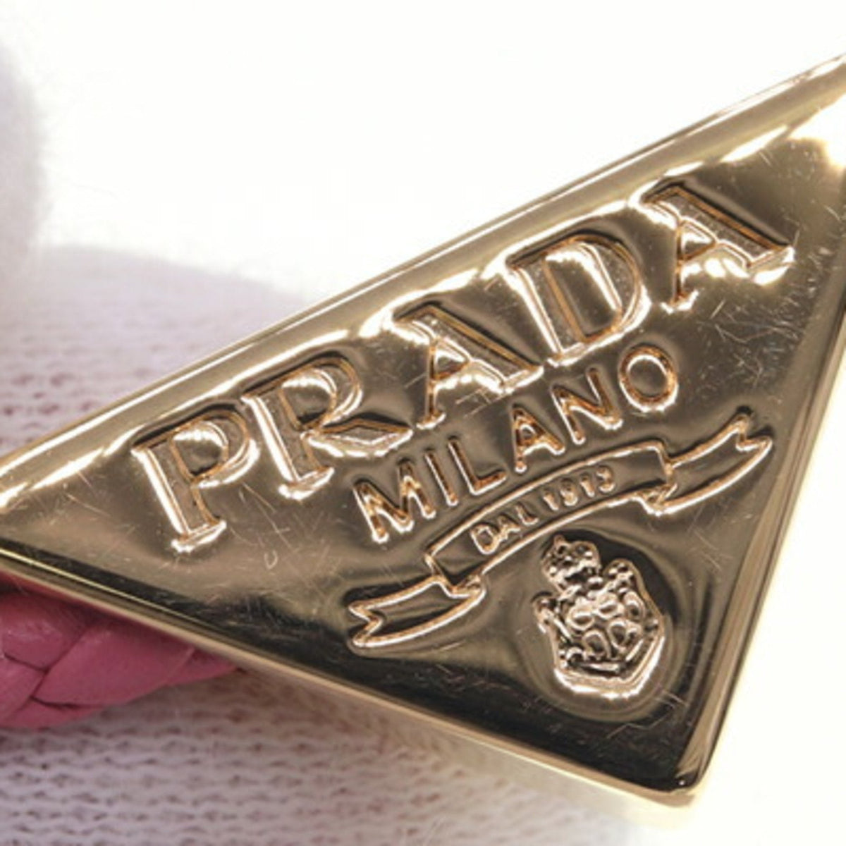 Bracelet Leather and Metal Triangle Gold Pink