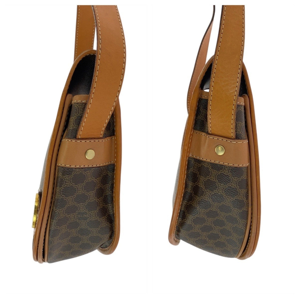 Vintage Saddle Flap Shoulder Bag Macadam Coated Canvas Small