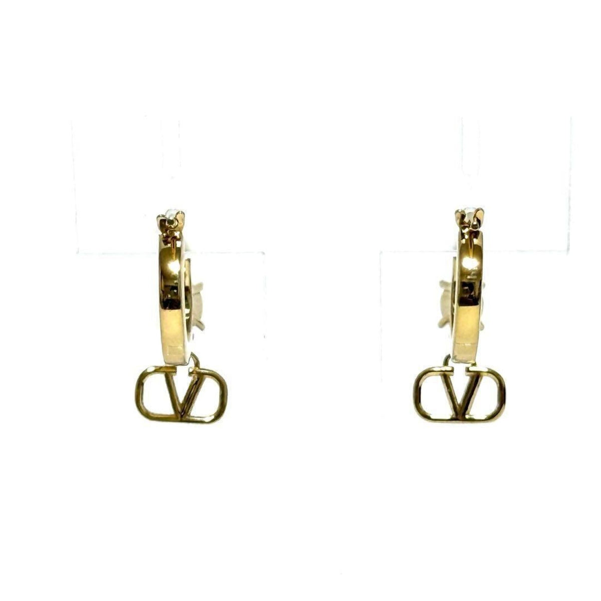 Logo Earrings Metal and Rhinestone