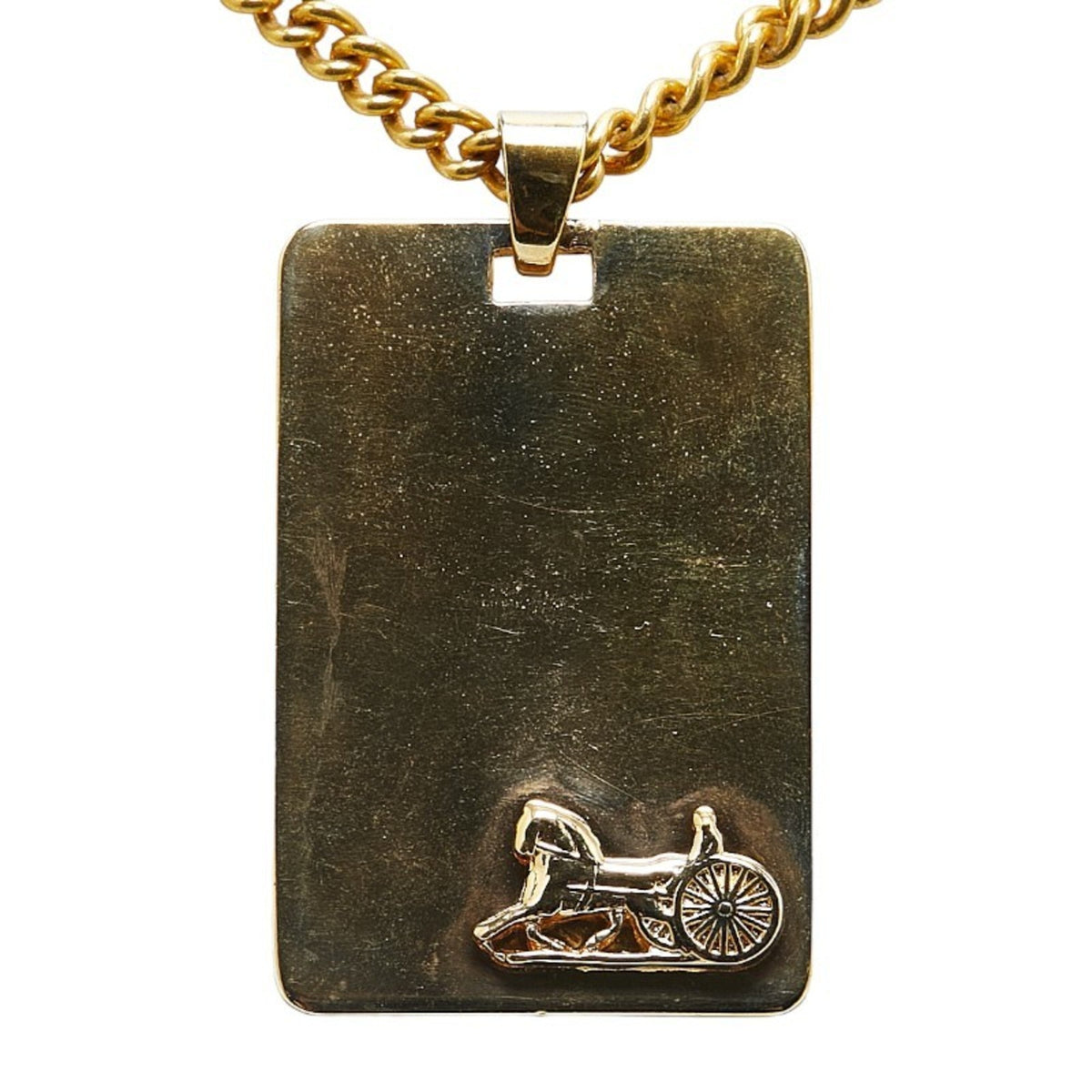 Carriage Plate Pendant Necklace Gold Plated