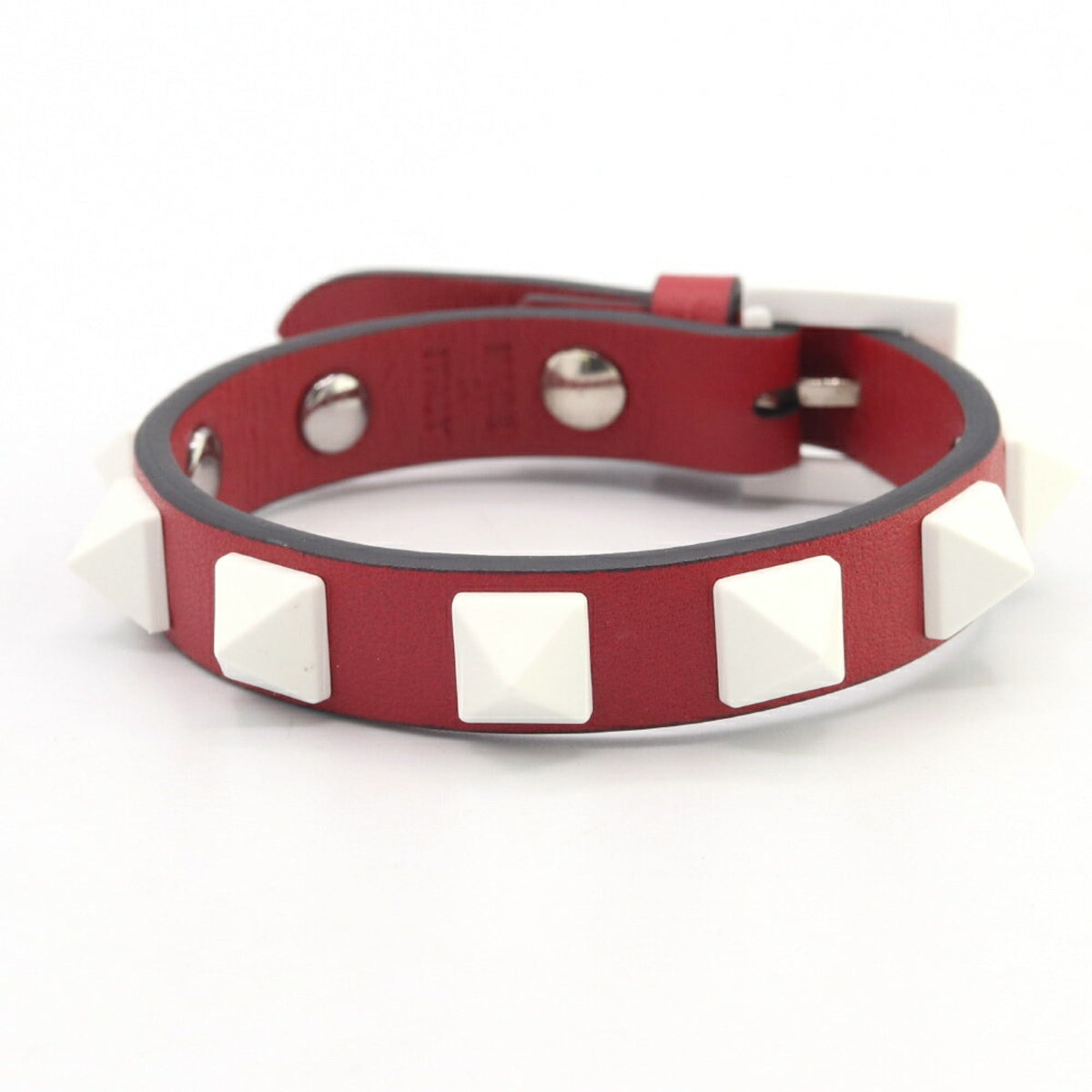Bracelet Red and White Leather