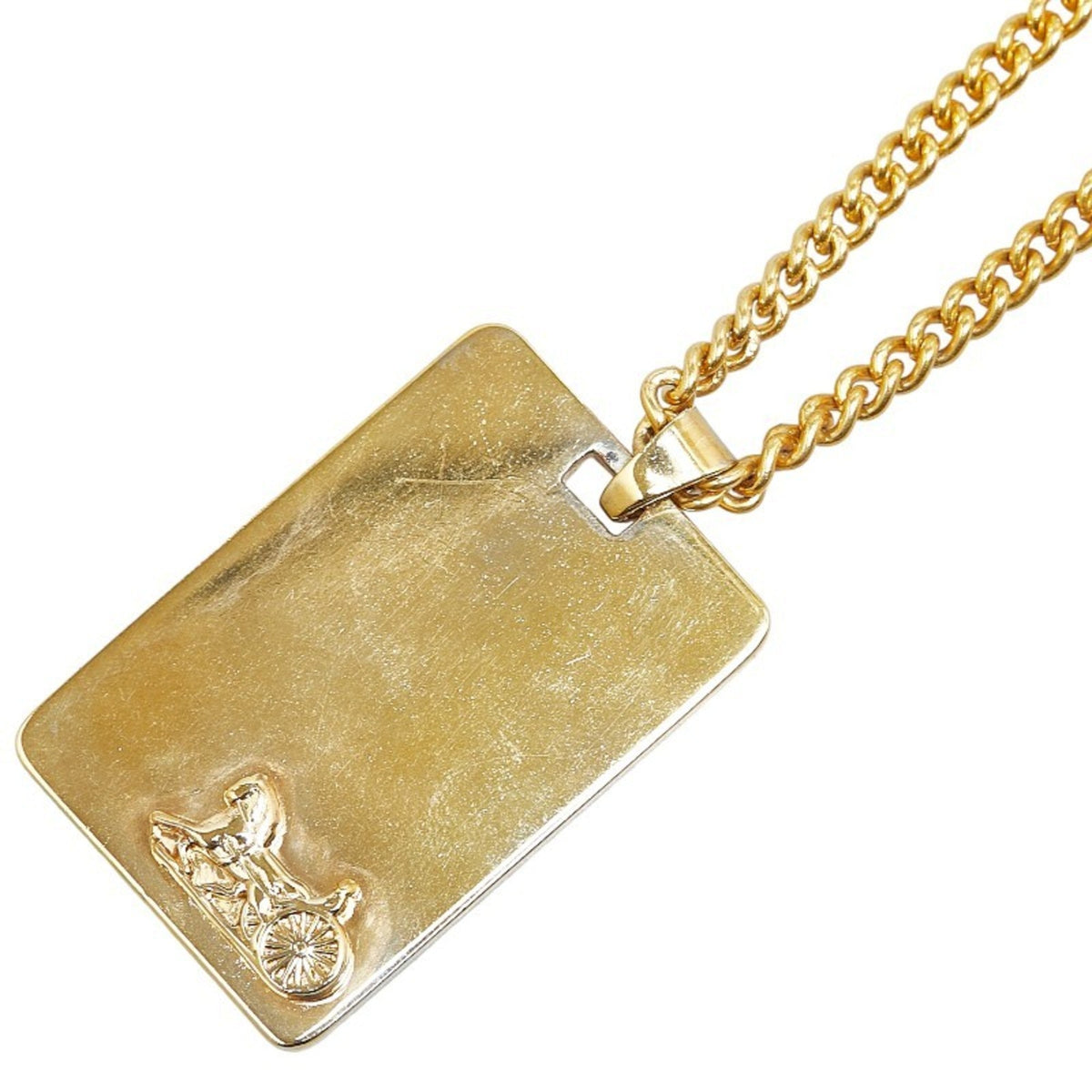 Carriage Plate Pendant Necklace Gold Plated