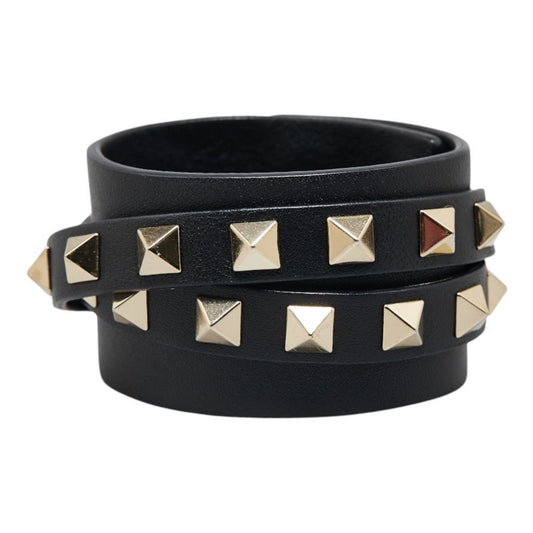 Rockstud Bracelet Leather Black