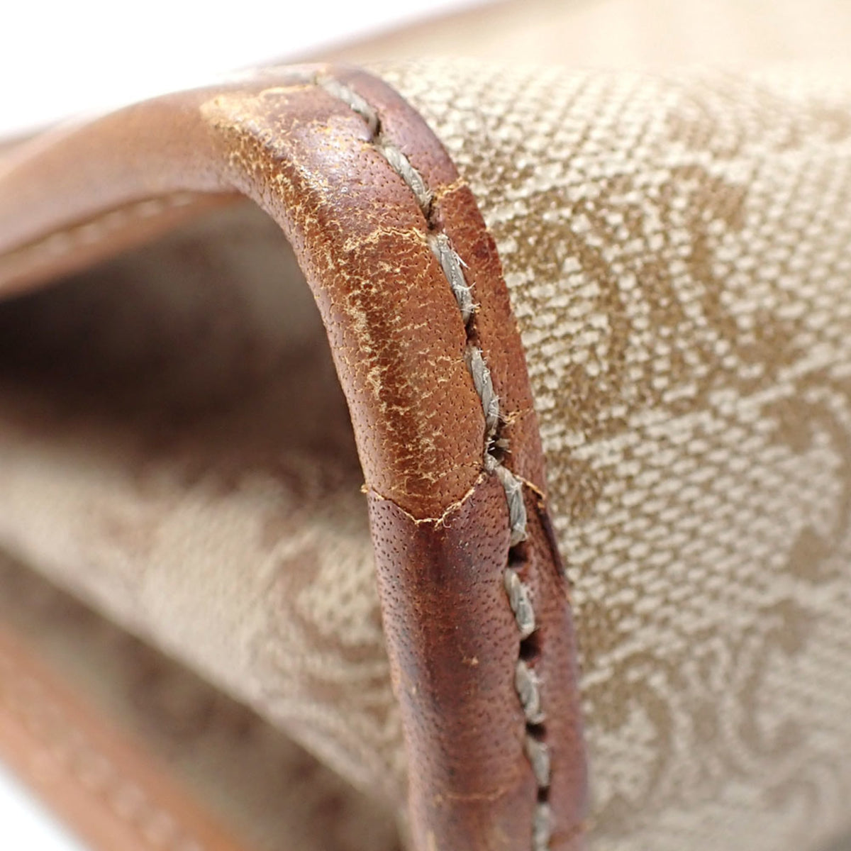Vintage Saddle Flap Shoulder Bag Macadam Coated Canvas Small