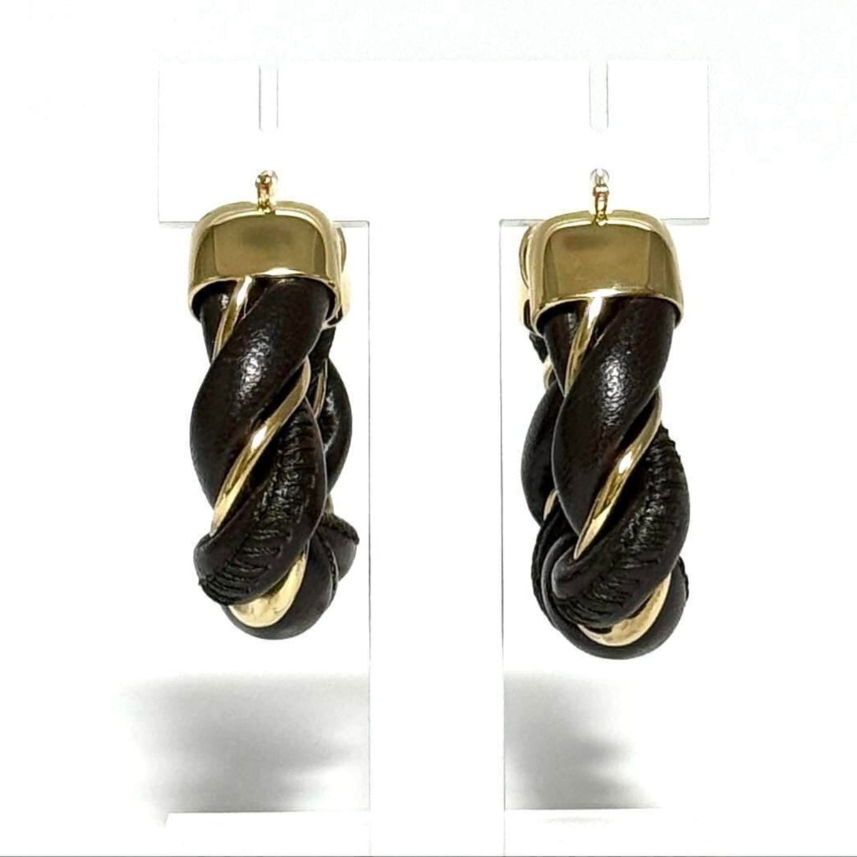 Earrings Hoop Leather and Sterling Silver