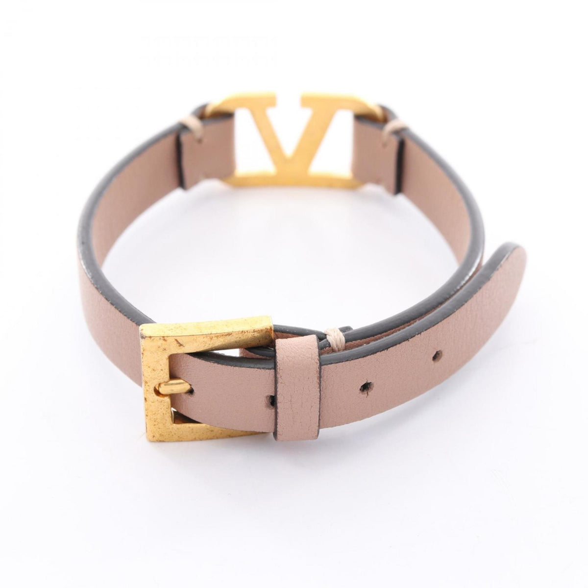 V Bracelet Gold and Leather
