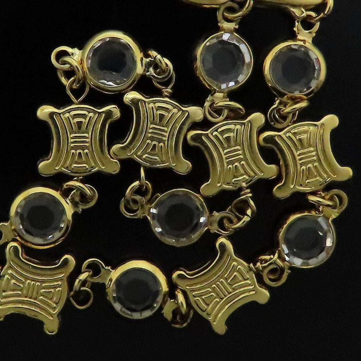 Triomphe Motif Bracelet Gold Plated with Rhinestones