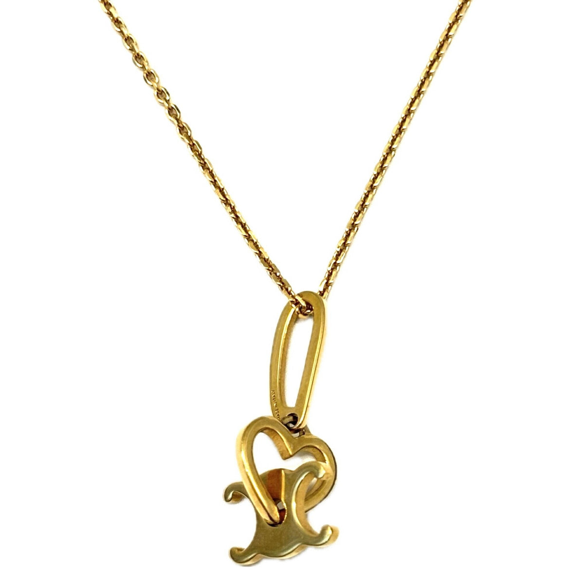 Triomphe Heart Motif Pendant Necklace Gold