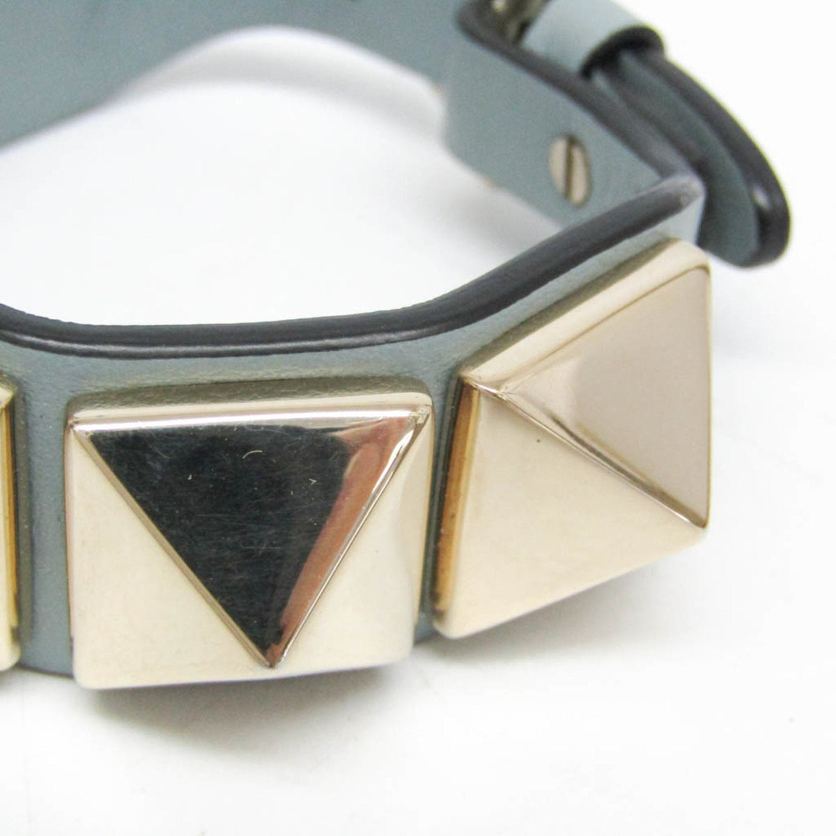 Studs Bracelet Leather and Metal Blue