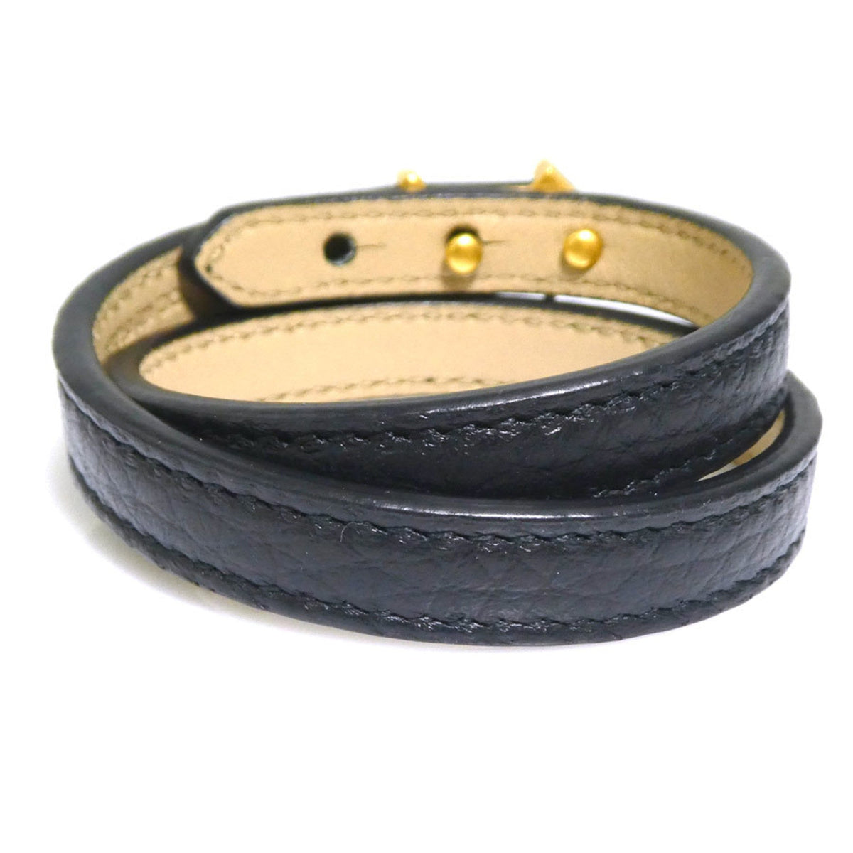 Bracelet Leather and Metal Black