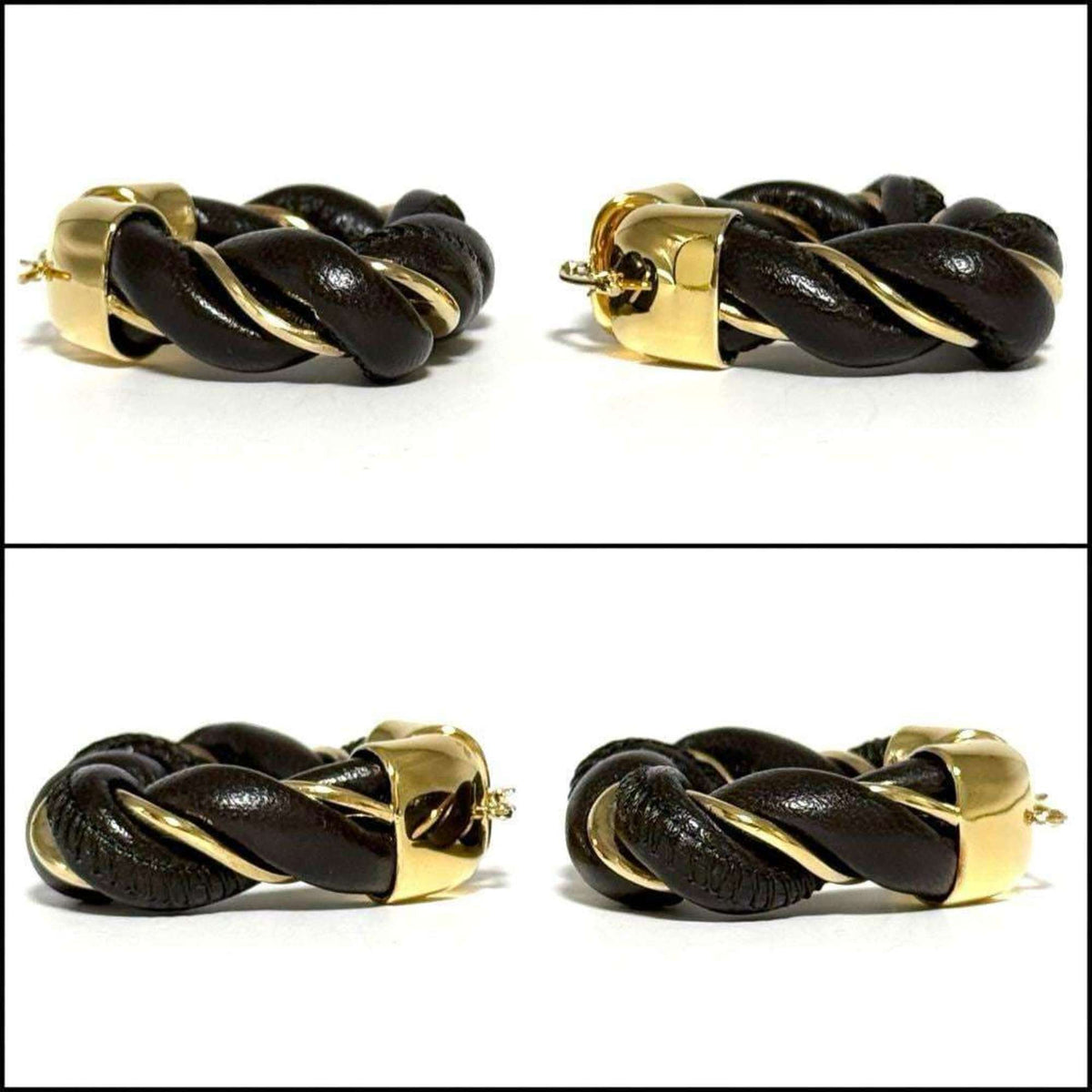 Earrings Hoop Leather and Sterling Silver