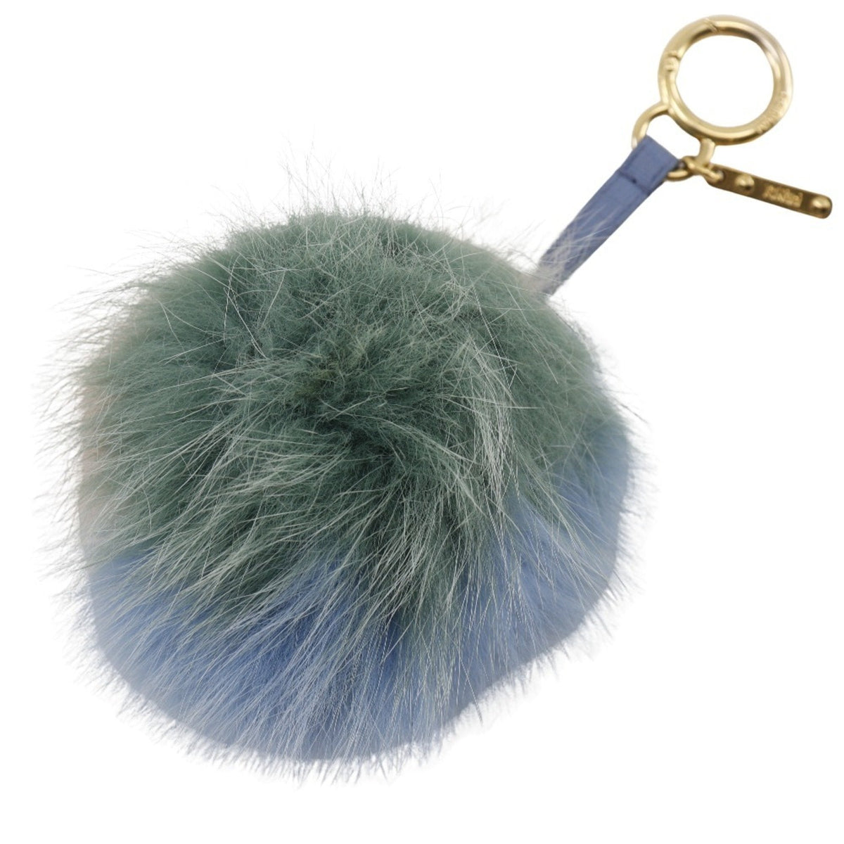 Pom Pom Charm Fur and Leather Blue Green Pink Handbag Charm