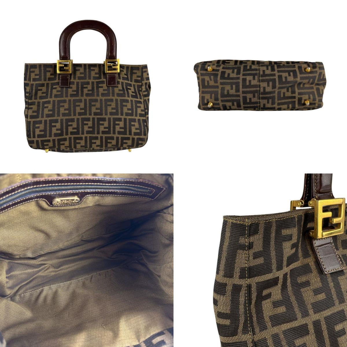 Vintage FF Handle Tote Zucca Canvas Small