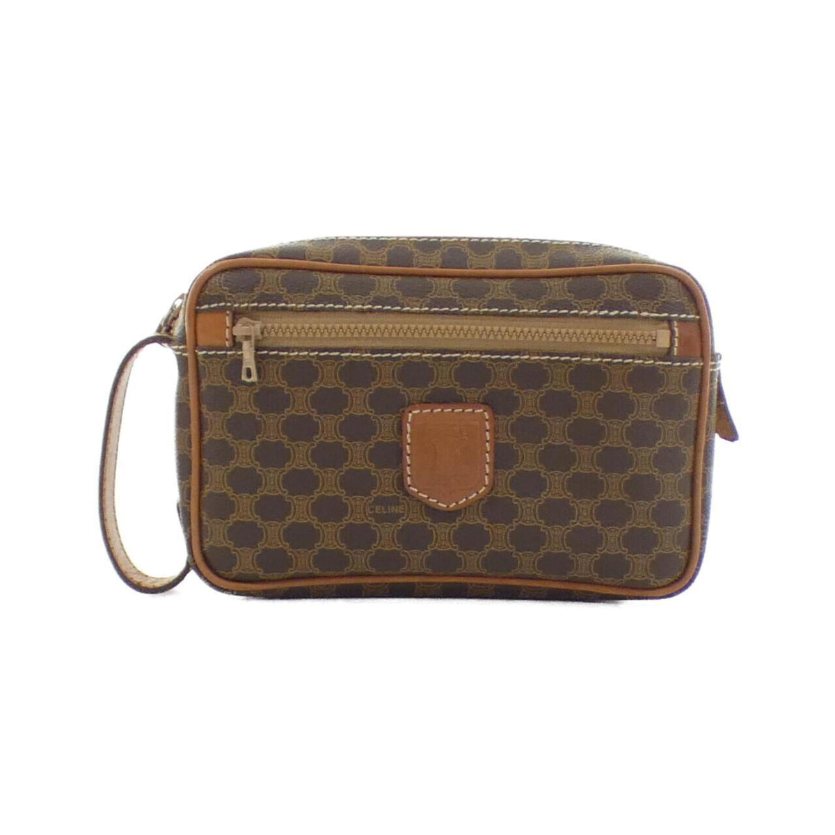 Vintage Saddle Flap Shoulder Bag Macadam Coated Canvas Small