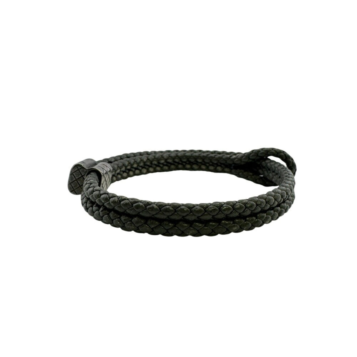 Intrecciato Bangle Leather Gray Bracelet