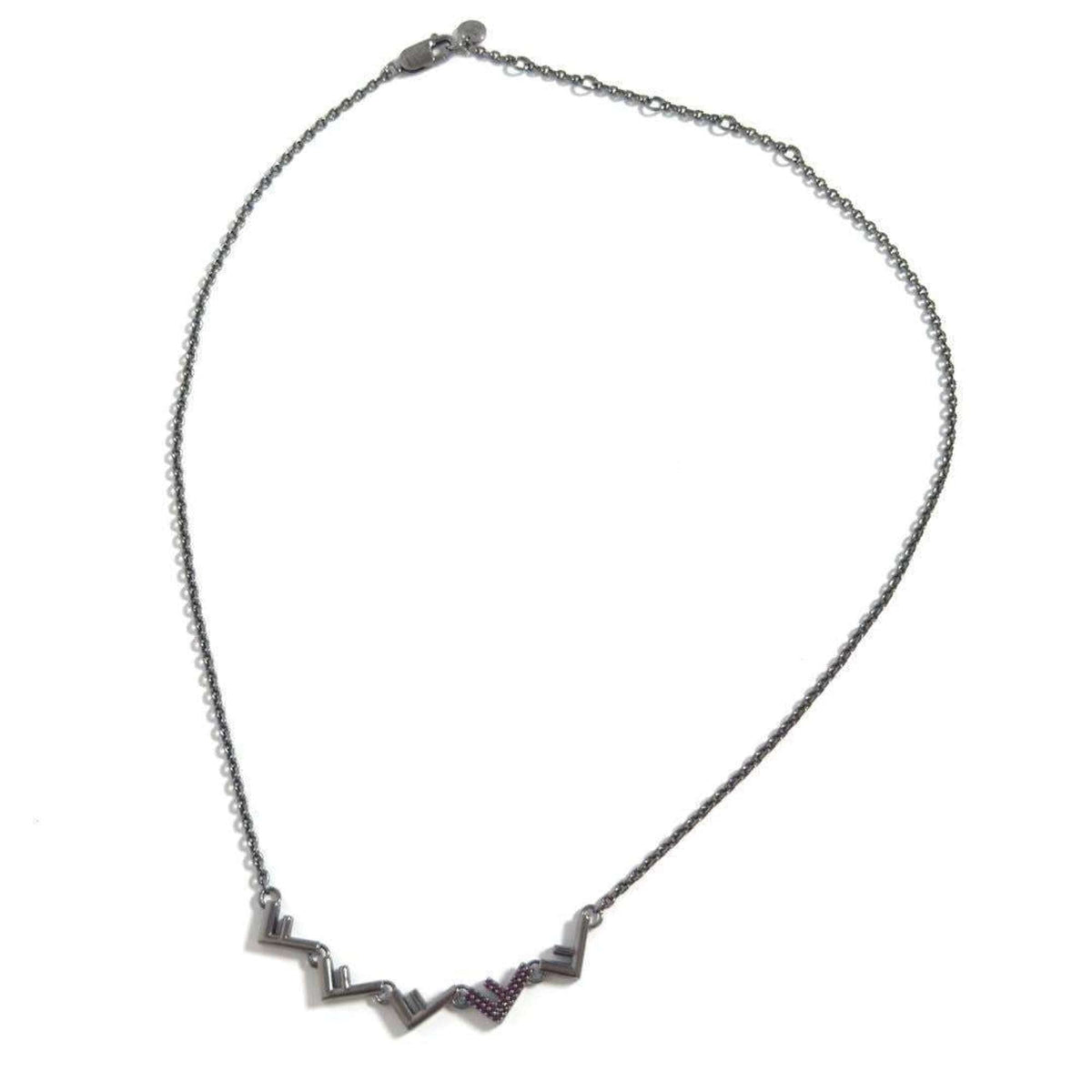 Five Pendant Necklace Metal and Rhinestone