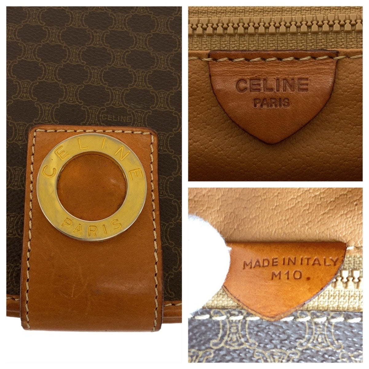 Vintage Saddle Flap Shoulder Bag Macadam Coated Canvas Small