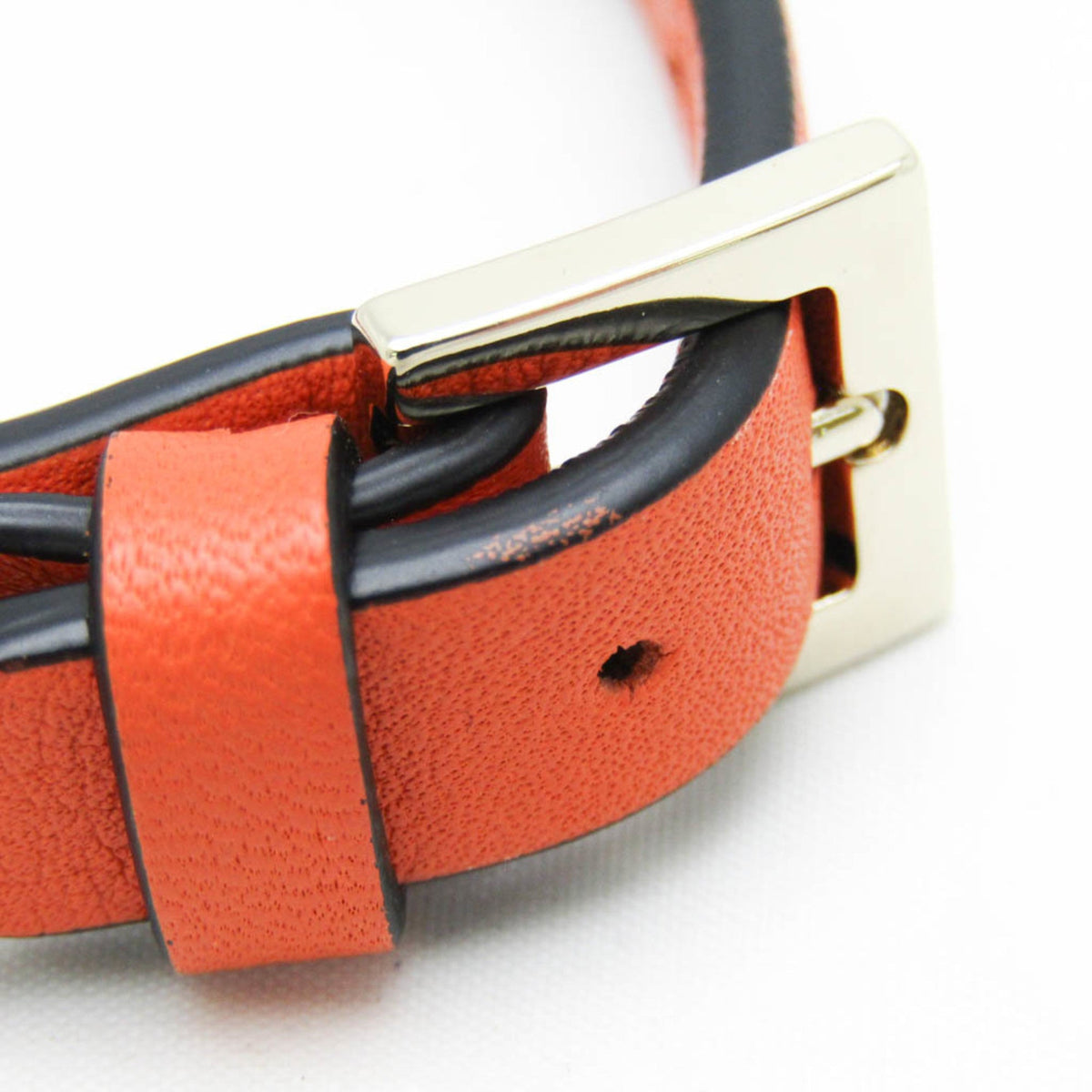 Rock Studs Bracelet Leather and Metal Gold Orange