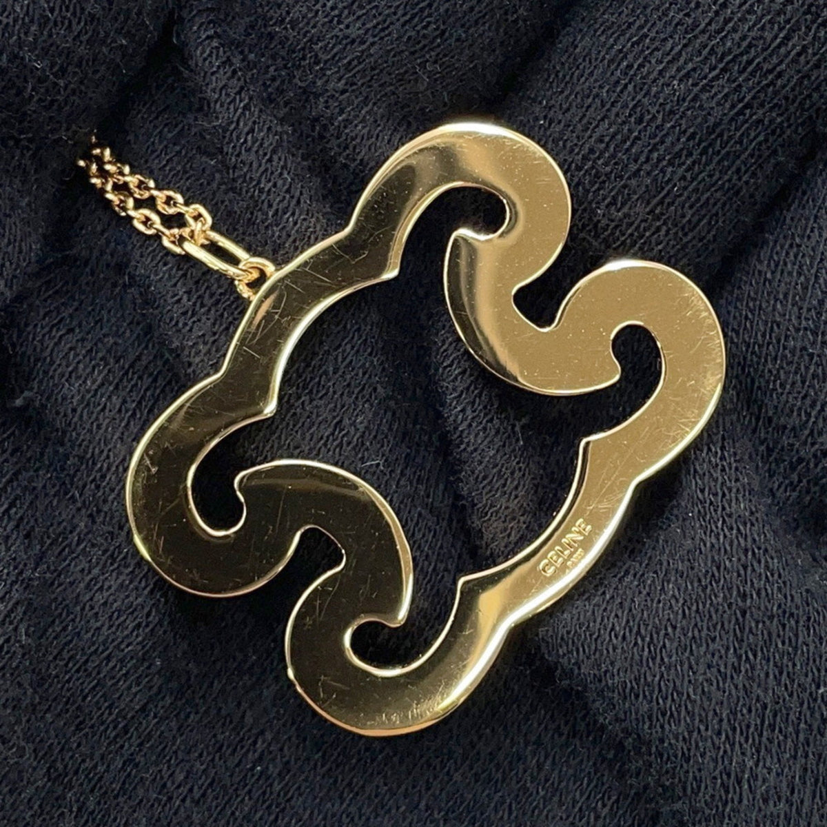Pendant Necklace Gold Metal with Rhinestone