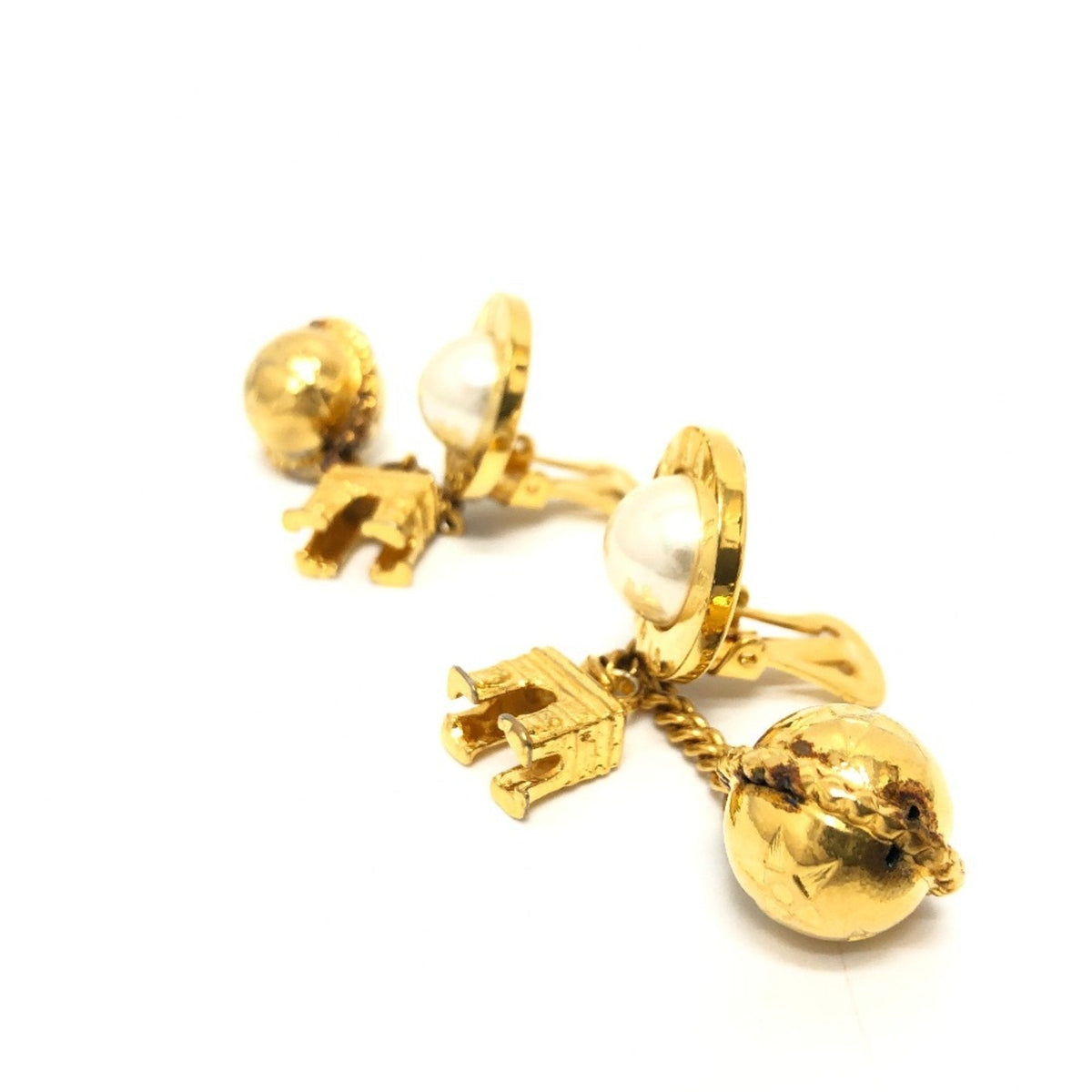 Earrings Pearl Gold-Tone Metal