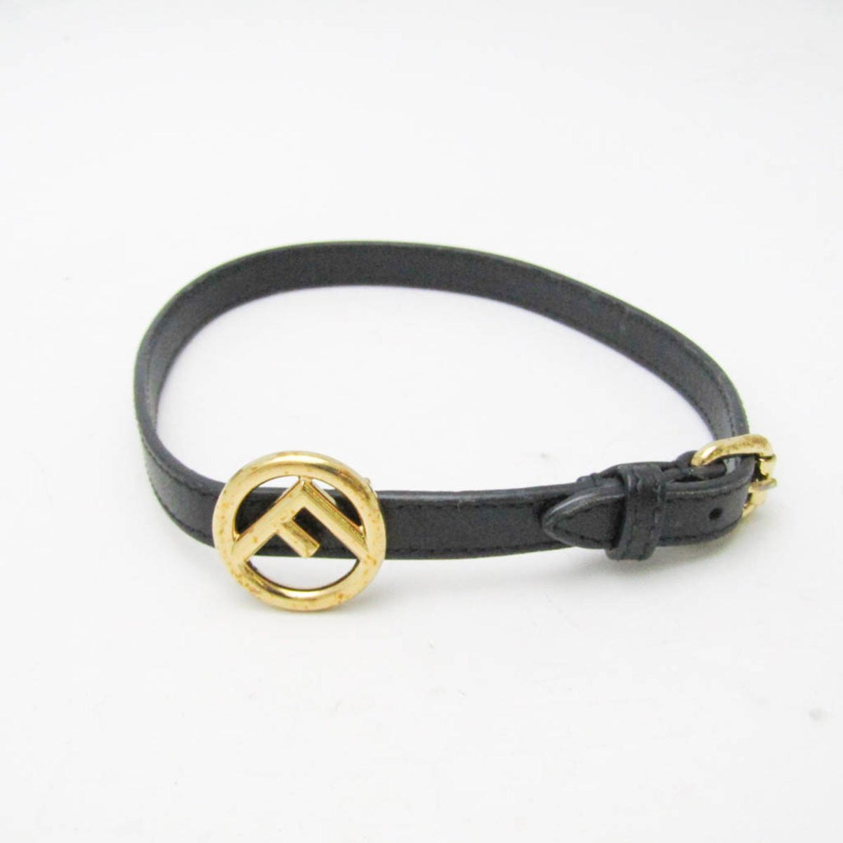 Bracelet Leather and Metal Black and Gold