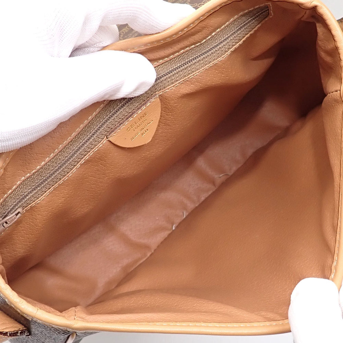 Vintage Saddle Flap Shoulder Bag Macadam Coated Canvas Small
