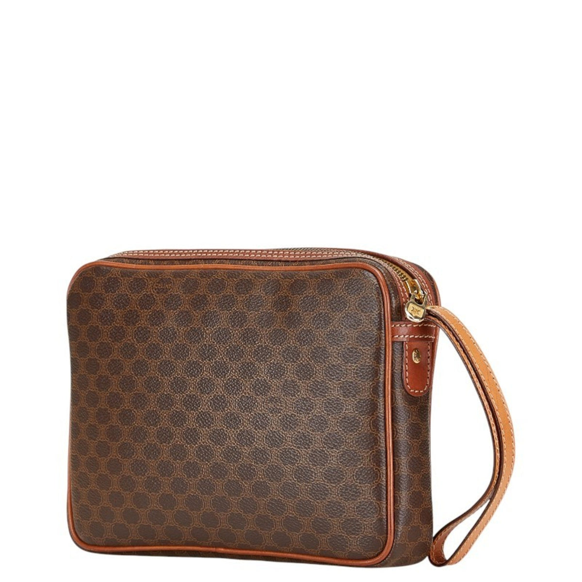 Vintage Saddle Flap Shoulder Bag Macadam Coated Canvas Small