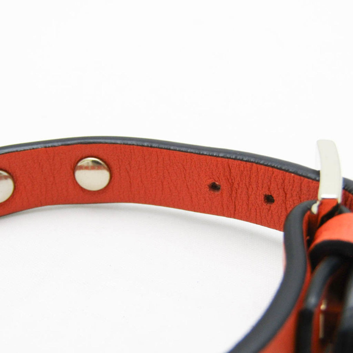 Rock Studs Bracelet Leather and Metal Gold Orange