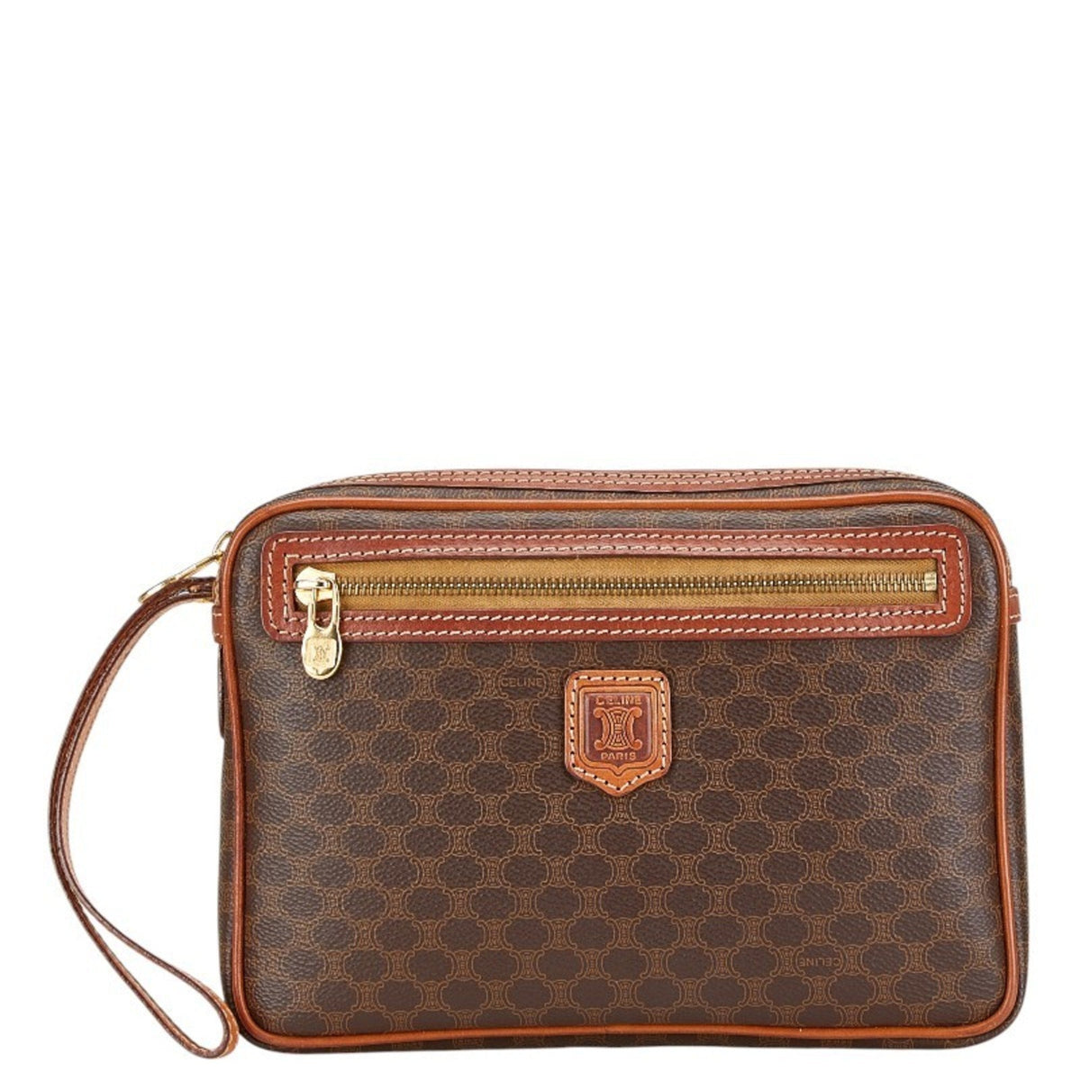 Vintage Saddle Flap Shoulder Bag Macadam Coated Canvas Small