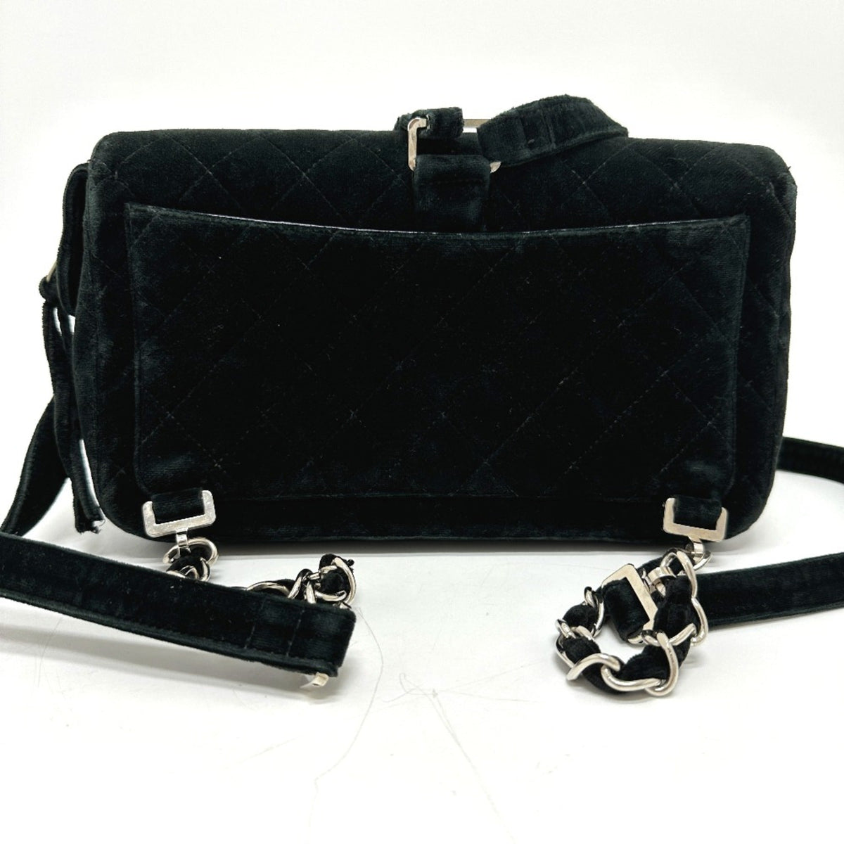 Vintage Classic Flap Backpack Quilted Velvet Medium
