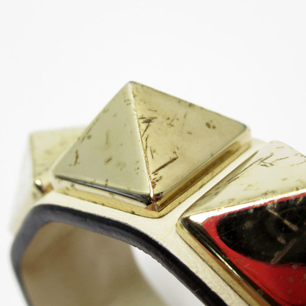 Bracelet Leather and Metal Ivory and Gold