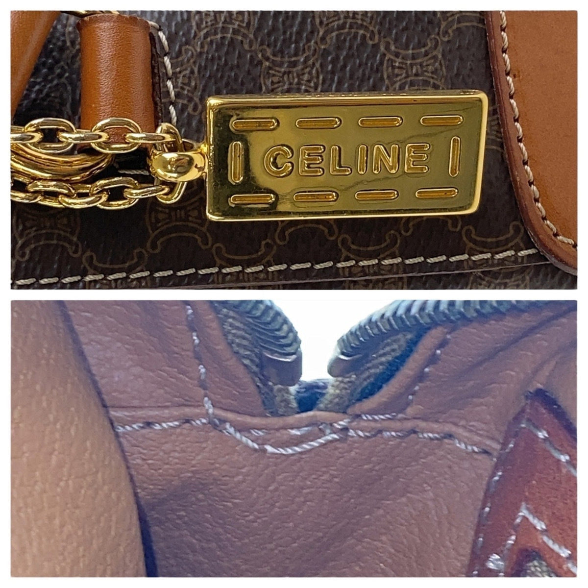 Vintage Saddle Flap Shoulder Bag Macadam Coated Canvas Small