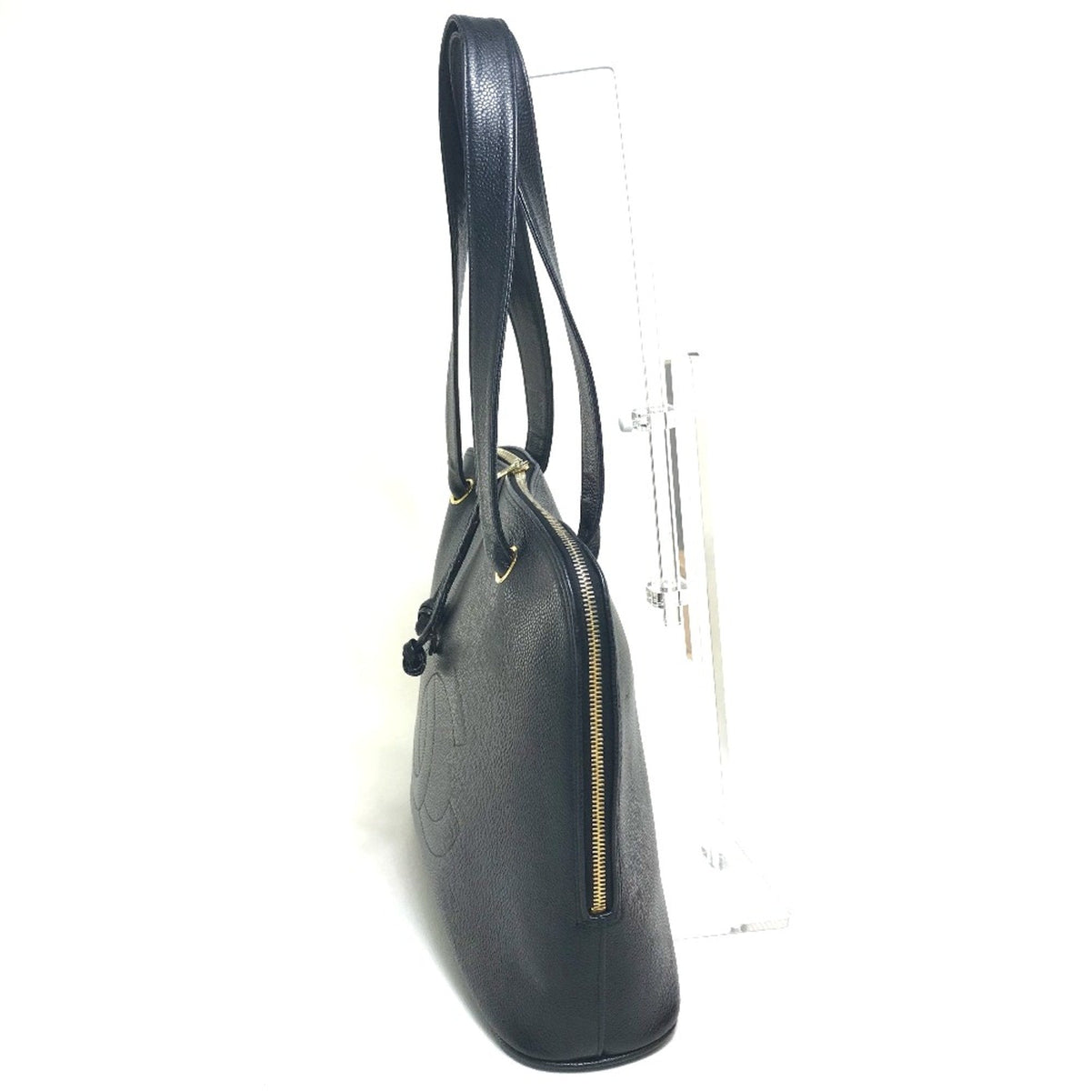 Vintage Timeless Zip Tote Caviar Medium